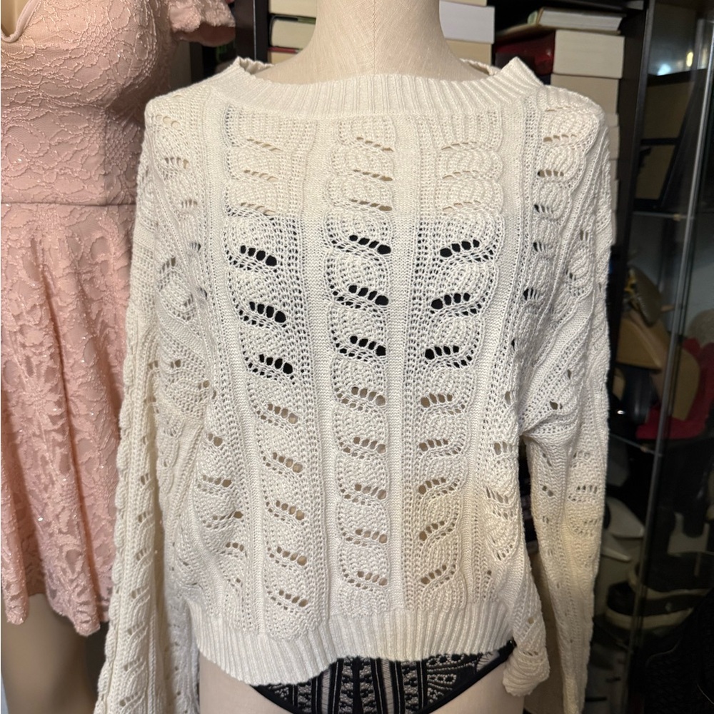 American Eagle Outfitters Cream Knit Sweater